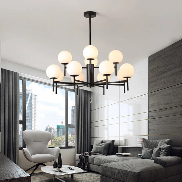 Lustre LED moderne médiéval avec boule de verre "Haricot Magique"