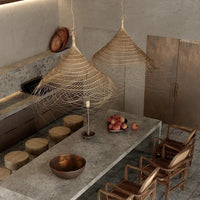 Suspension LED en bambou vintage