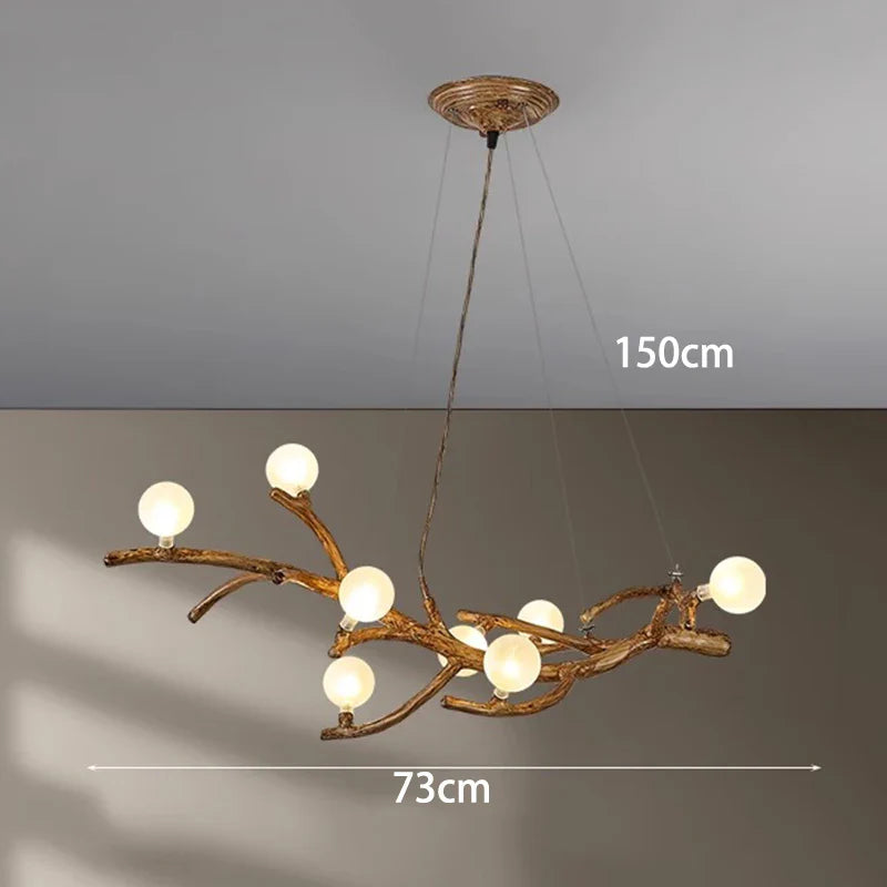 Lustre LED Branche de Bois: Design Moderne
