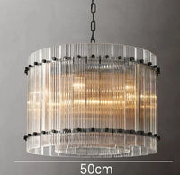 Lustre de luxe en cristal Double Anneau Doré LED Suspendu