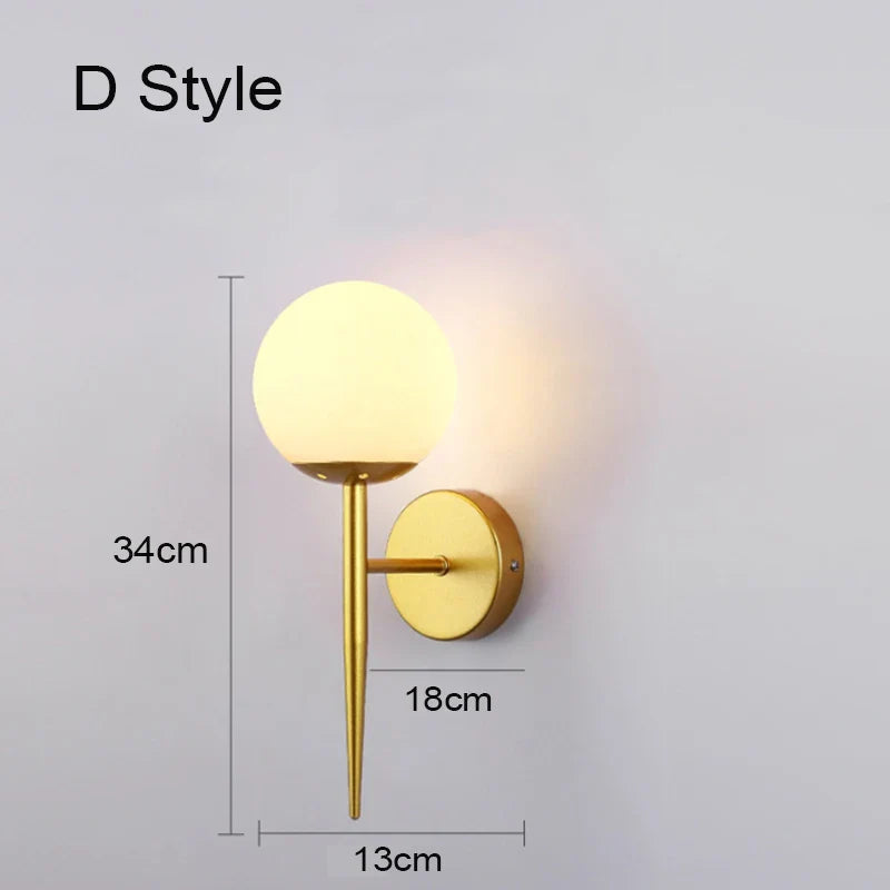 Applique murale boule de LED nordique - Lumières de verre pour escaliers et chambres