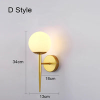 Applique murale boule de LED nordique - Lumières de verre pour escaliers et chambres