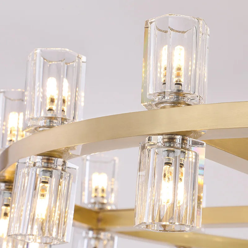 Lustre LED en cuivre et cristal - Luxe et Modernité