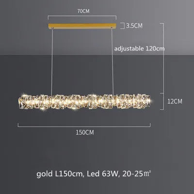 Lustre Moderne en Cristal K9 avec Suspension et Télécommande Dimmable