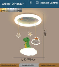 Lustre Créatives pour Chambre d'Enfants Dinosaure Rose et Vert - Fille et Garçon