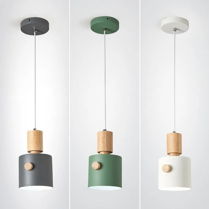 Suspension LED Nordique en Bois pour Intérieur - Lampe Décorative Macaron Luminaire Unique pour Salon, Salle à Manger et Chambre