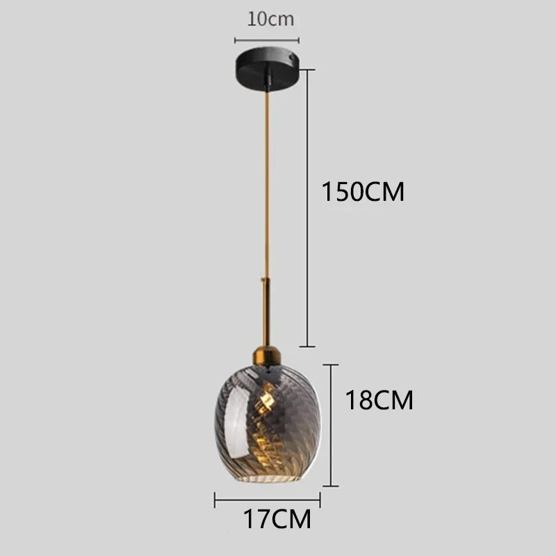 Suspension Nordique en Verre Fumé pour Éclairage Intérieur