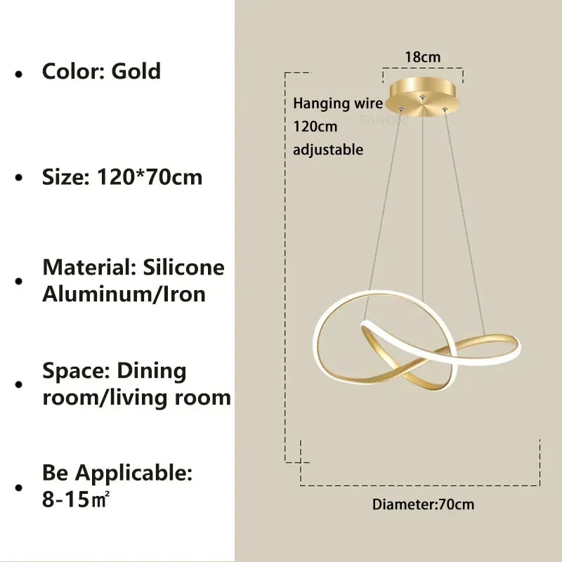 Lustre LED Design Moderne Doré - Luxe et Élégance