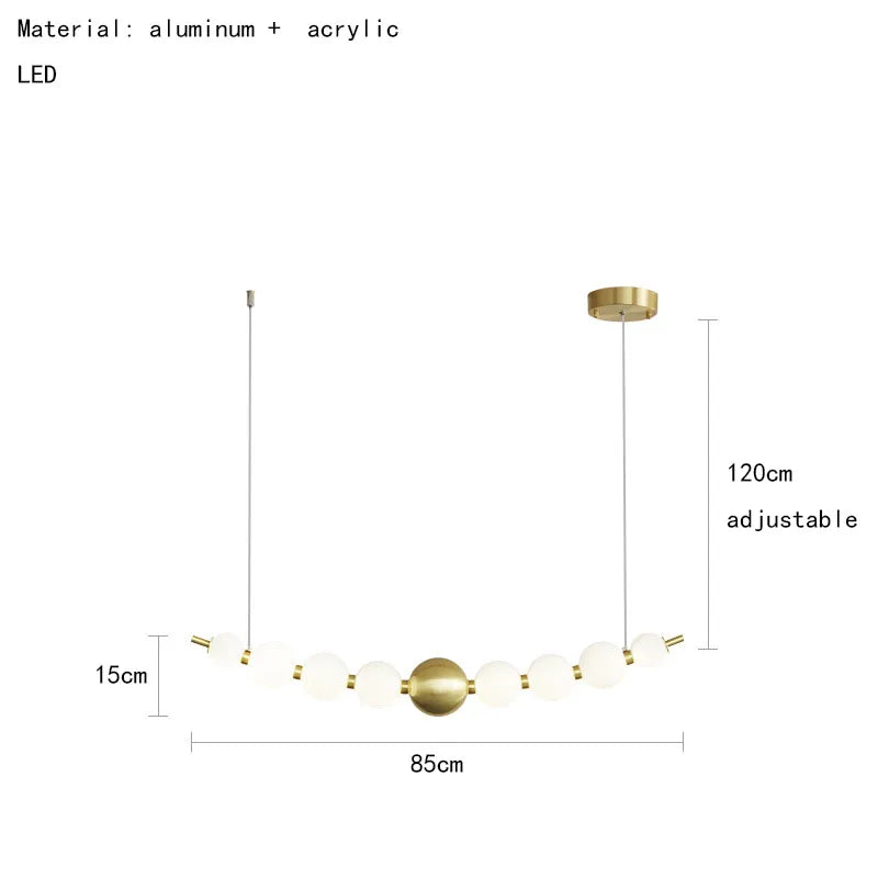 Luminaire de suspension LED en laiton avec fil réglable et abat-jour rond