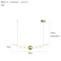 Luminaire de suspension LED en laiton avec fil réglable et abat-jour rond