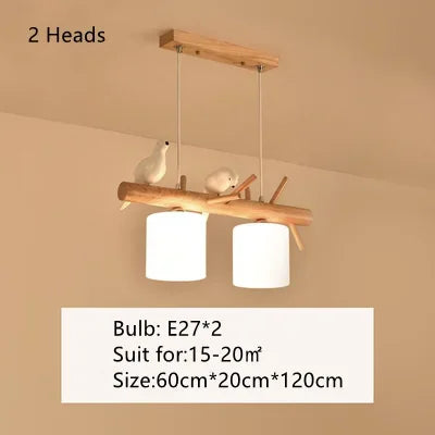 Lustre suspendu nordique en bois pour Table à manger îlot de cuisine créatif oiseau Led moderne Bar café arbres éclairage