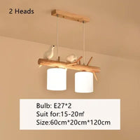 Lustre suspendu nordique en bois pour Table à manger îlot de cuisine créatif oiseau Led moderne Bar café arbres éclairage