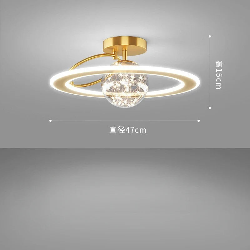 Plafonnier Doré de Luxe à LED Moderne Boule de Verre