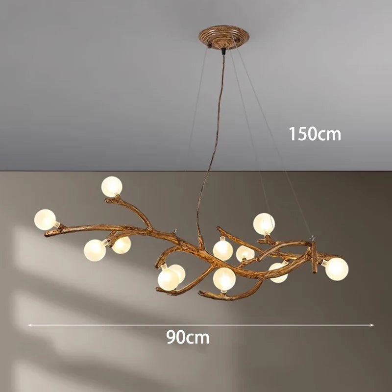 Lustre LED Branche de Bois: Design Moderne