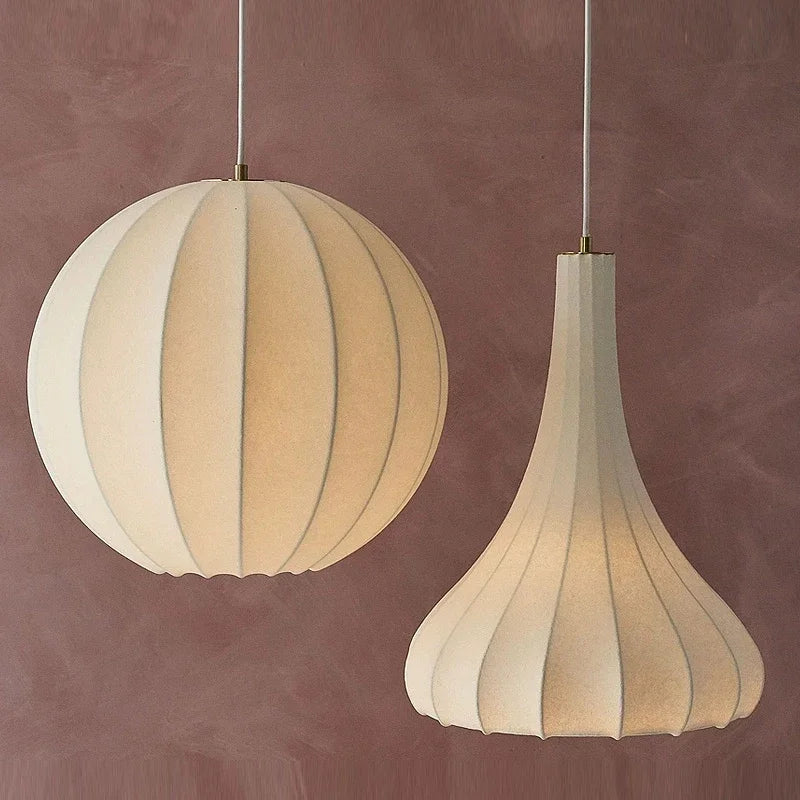 Suspension en soie nordique Wabi Sabi pour Bar Restaurant - Lampe LED élégante pour salle à manger, chambre ou appartement