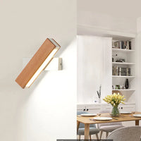 Applique murale rotative nordique en bois massif LED ajustable