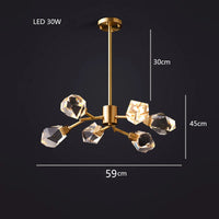 Lustre de Luxe en Laiton Diamant Cristal LED Moderne