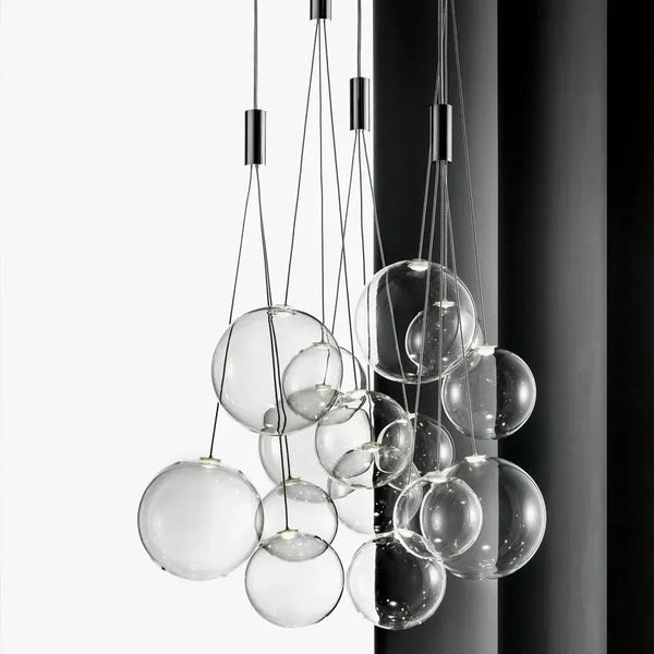 Suspension LED Sandyha avec Boules de Verre pour Décoration Intérieure