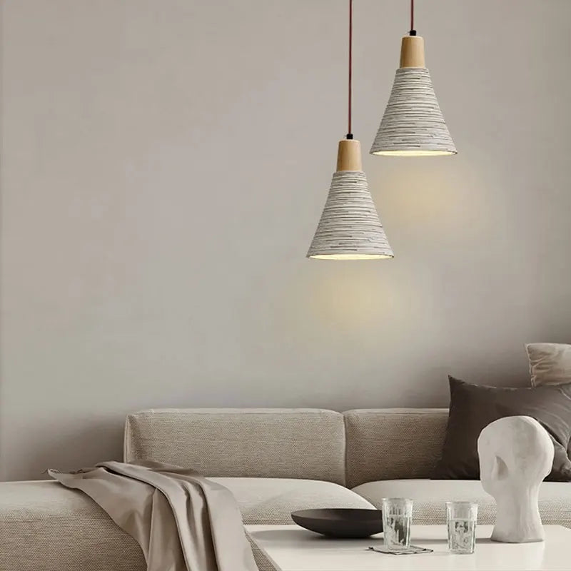 Suspension nordique en ciment et bois massif pour chambre, salon, restaurant, bureau, hôtel et café