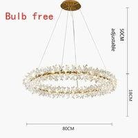 Lustre en cristal de fleur moderne luxe Suspension LED pour salon 60 80 100 cm anneaux suspendus