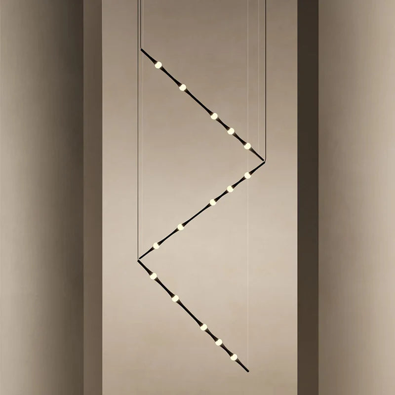 Lustre d'escalier moderne à LED pour une décoration intérieure nordique de Villa prestige