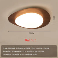 Plafonnier LED en bois nordique avec galets noyer et acrylique