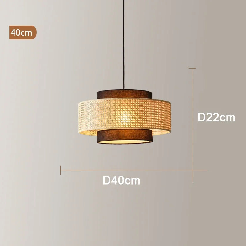 Suspension Design Bambou Rotin avec LED.