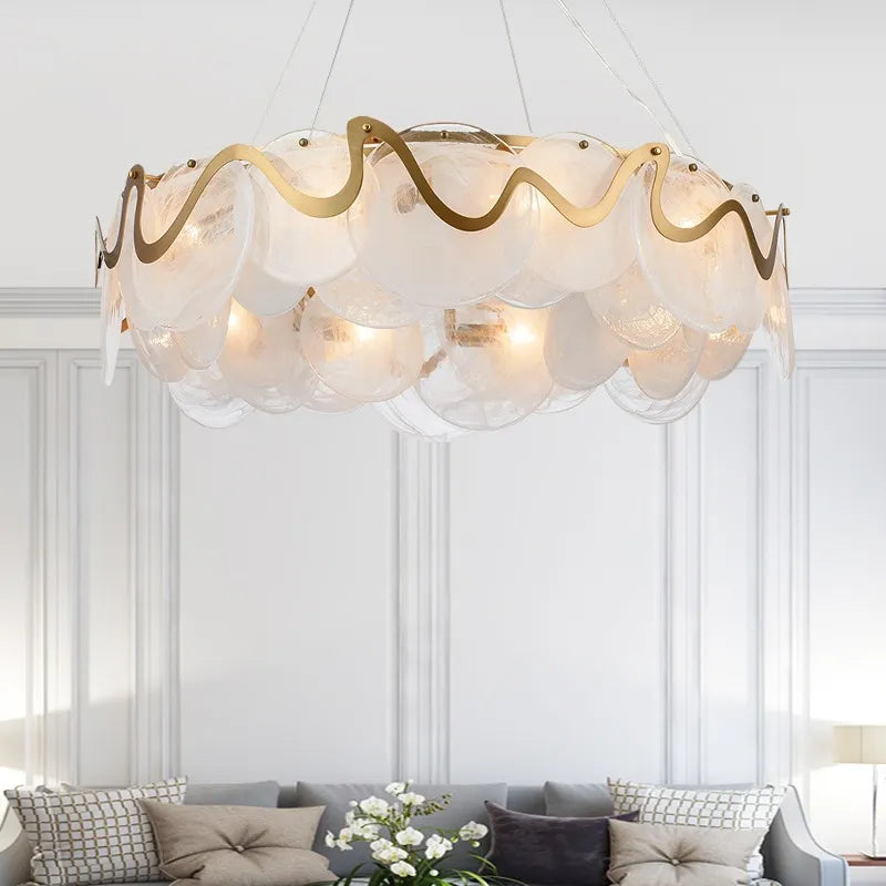 Suspension élégante en verre et métal doré E14