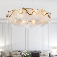 Suspension élégante en verre et métal doré E14