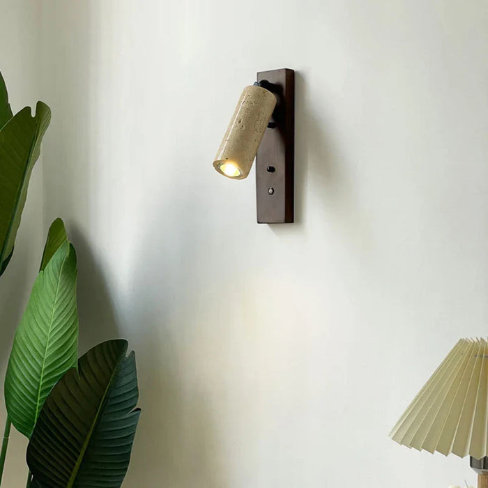 Applique murale design en bois de pierre naturelle avec interrupteur