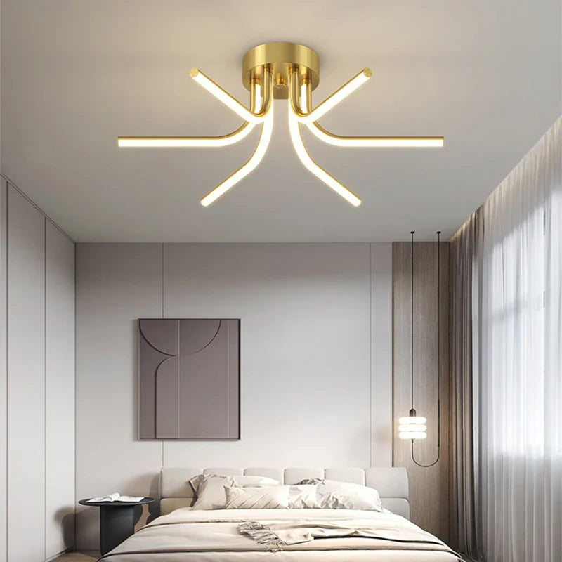 Plafonnier LED en cuivre au design contemporain