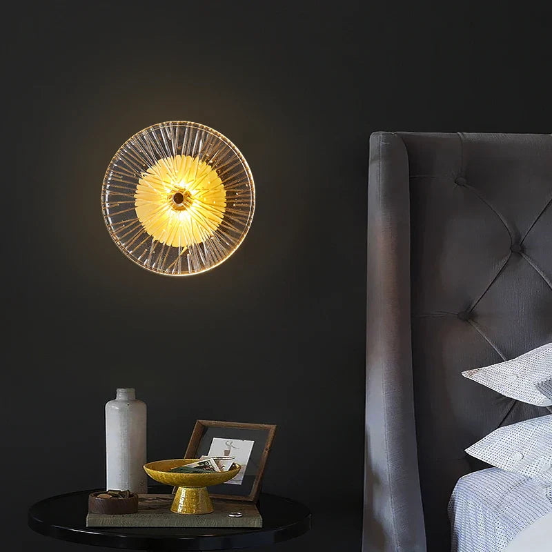 Applique murale ronde moderne en cristal avec LED intégrées
