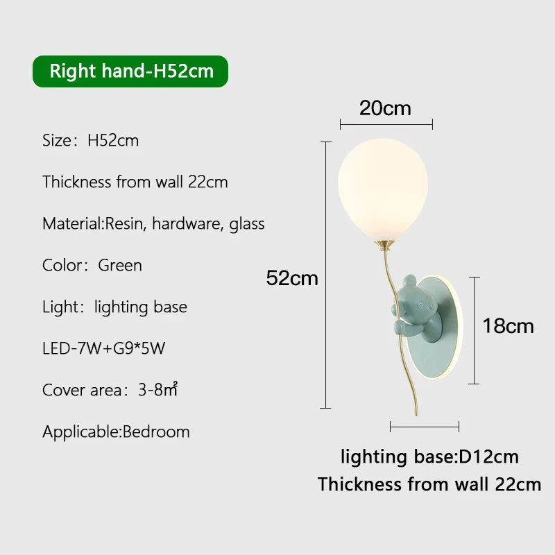 Applique murale nordique LED Ours Ballon - Collection Créative