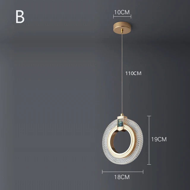 Lustre En Cristal Géométrique Or Émeraude LED Nordique