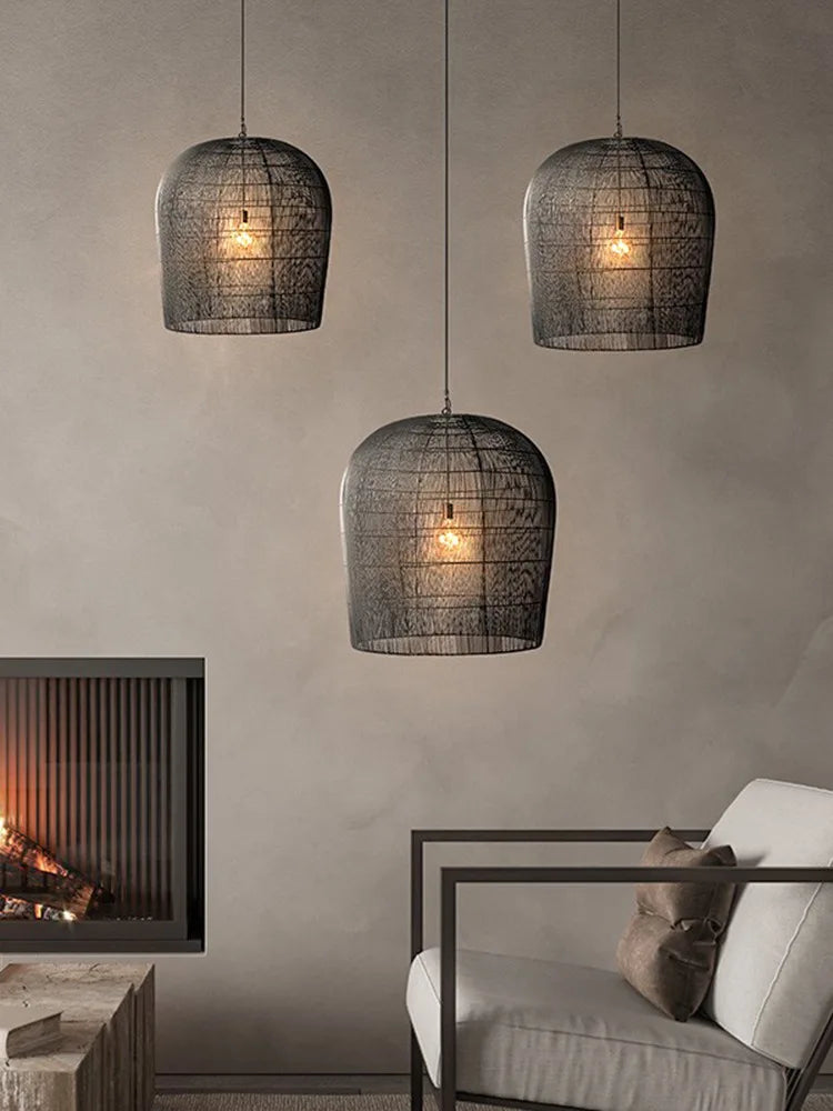 Suspension japonaise Wabi Sabi en rotin artisanal