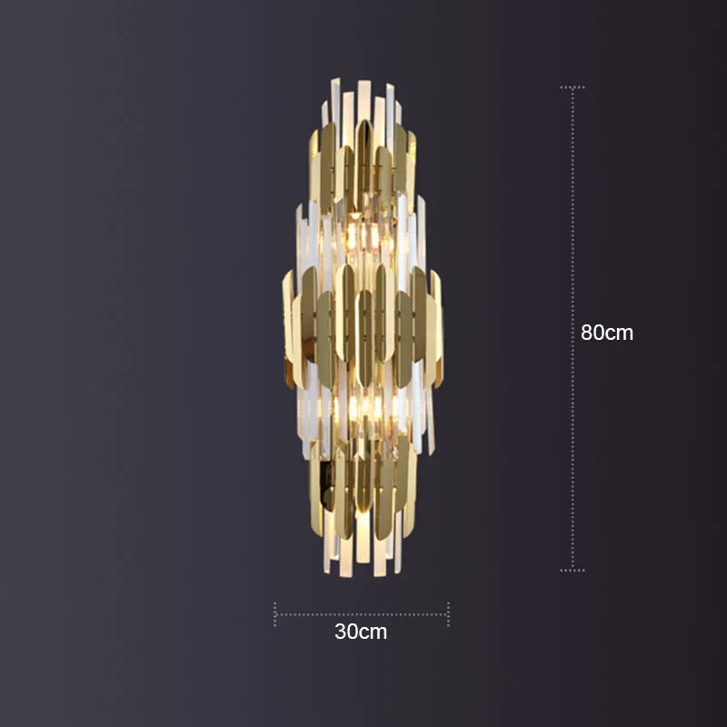 Applique murale LED en cristal doré de style moderne