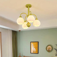 Lustre en Verre Lait Blanc LED pour Chambre Intérieure, couleur Vert.
