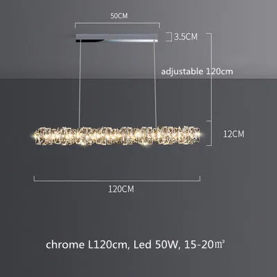 Lustre Moderne en Cristal K9 avec Suspension et Télécommande Dimmable