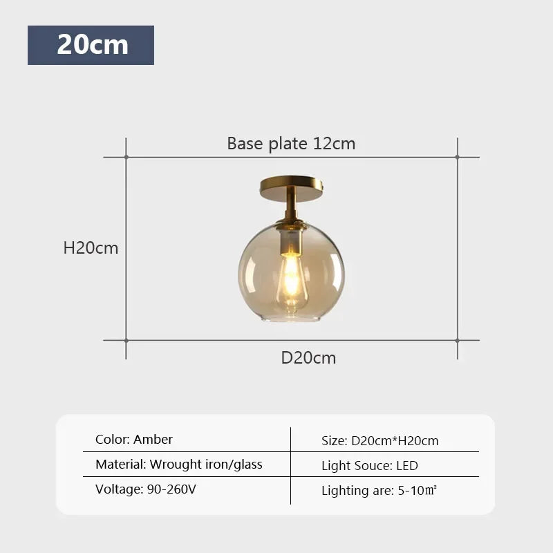 Plafonnier LED en verre de style minimaliste moderne