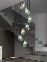 Lustre moderne en verre design "Feuille de Paon" LED suspendu