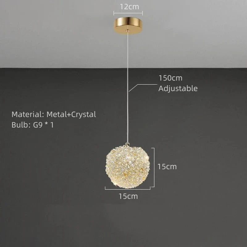 Lampe suspendue moderne en cristal avec cordon réglable