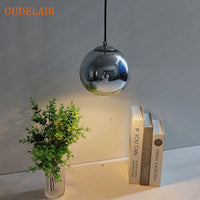 Suspension vintage loft boule de verre plaqué or et argent - Édition Luxe