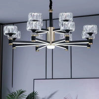 Lustre Nordique Luxe en Cristal Or et Noir