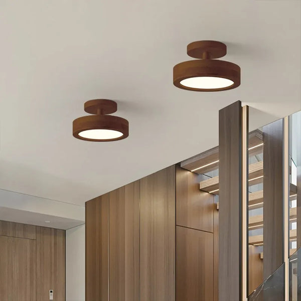 Lustre Nordique en Bois LED Macaron pour Chambre ou Salon