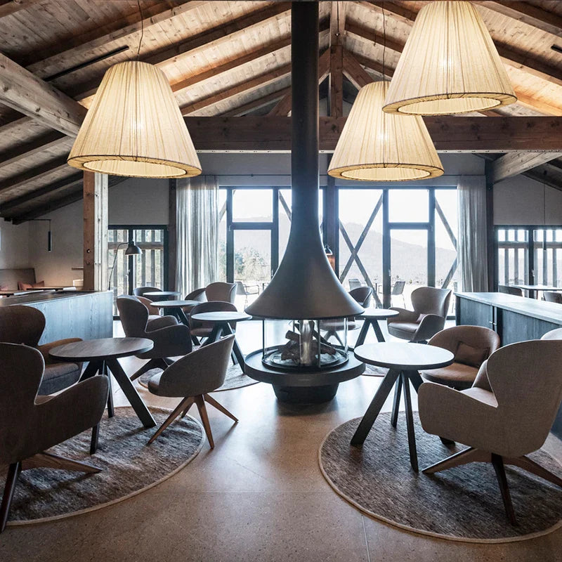 Lustre rétro en tissu d'art baril pour décoration intérieure