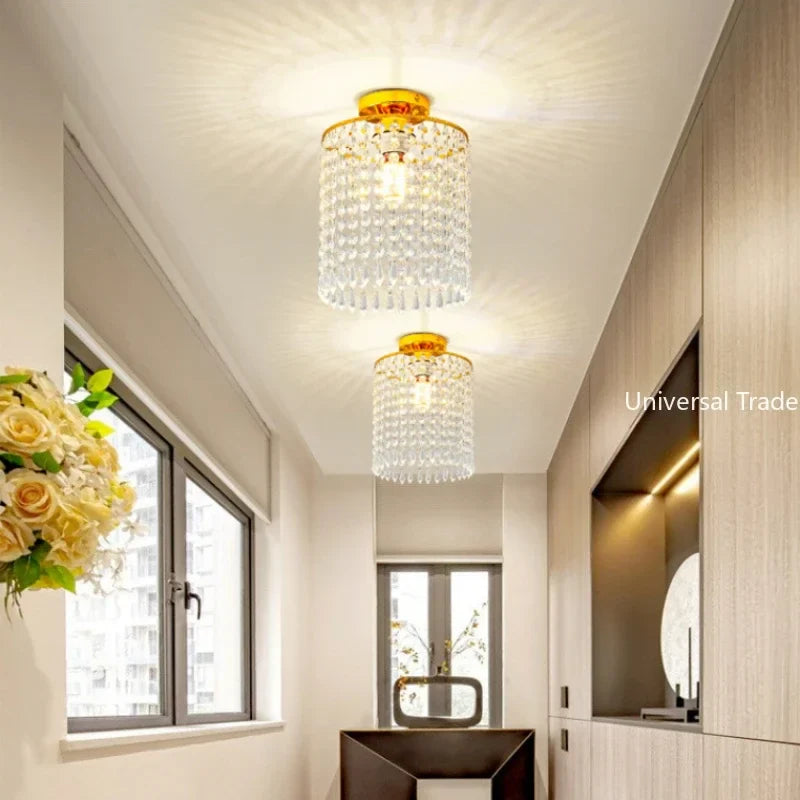 Plafonnier LED Luxe en Cristal K9 avec Structure en Acier Inoxydable