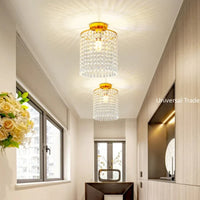 Plafonnier LED Luxe en Cristal K9 avec Structure en Acier Inoxydable