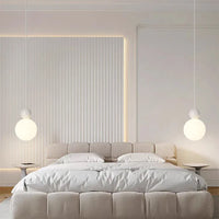 Lustre Nordique LED: Suspension Boule Blanche Lait - Luminaire