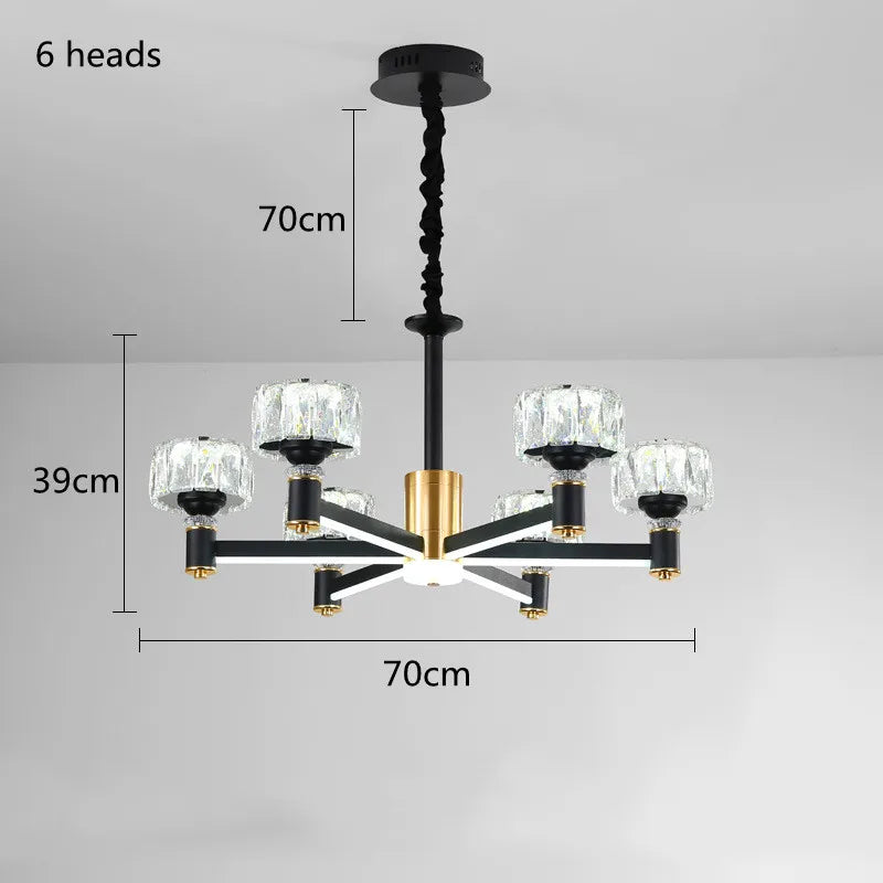 Lustre Nordique Luxe en Cristal Or et Noir