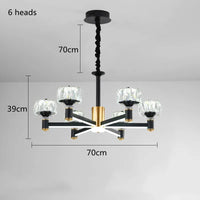 Lustre Nordique Luxe en Cristal Or et Noir